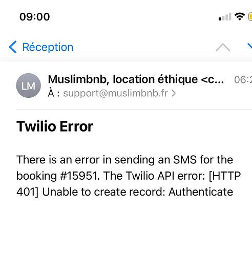 twiliio error muslimbnb