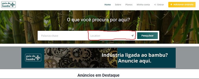 Campo de pesquisa com localização