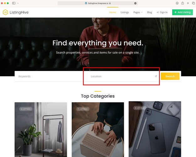 hivepress-Location-Search