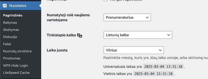 Vilnius timezone in WP