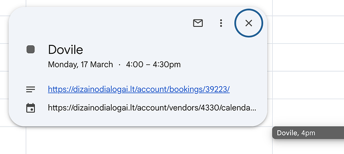 Reservation in Google Calendar